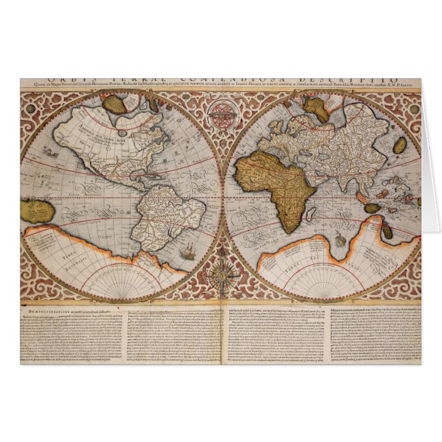 Wereldkaart met dubbele halfrond, 1587 (Voorkant Horizontaal)
