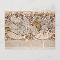 Wereldkaart met dubbele halfrond, 1587