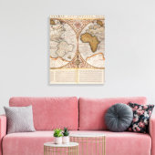 Wereldkaart met dubbele halfrond, 1587 canvas afdruk (Insitu (Woonkamer))