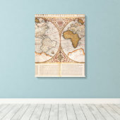 Wereldkaart met dubbele halfrond, 1587 canvas afdruk (Insitu (Houten vloer))