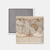 Wereldkaart met dubbele halfrond, 1587 magneet (Voorkant / Achterkant)