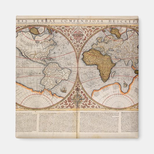 Wereldkaart met dubbele halfrond, 1587 magneet (Voorkant)