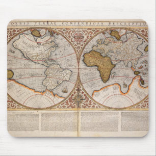 Wereldkaart met dubbele halfrond, 1587 muismat