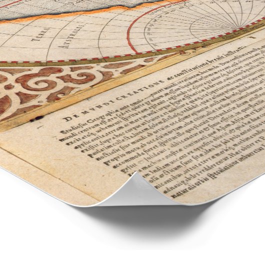 Wereldkaart met dubbele halfrond, 1587 poster (Hoek)