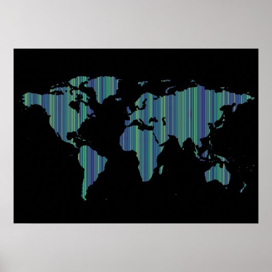 wereldkaart met dunne strepen poster (Voorkant)