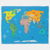 Wereldkaart met Flags Fleece Blanket (Voorkant (Horizontaal))