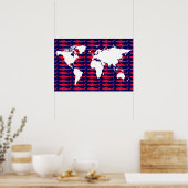 wereldkaart met haaien poster (Keuken)