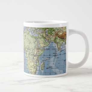 wereldkaart met hoogte van de grondediepte van het grote koffiekop