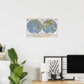 Wereldkaart met hoogte van de grondediepte van het poster (Thuiskantoor)