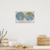 Wereldkaart met hoogte van de grondediepte van het poster (Keuken)