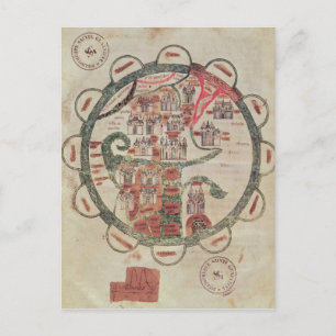 Wereldkaart met Jeruzalem in het centrum Briefkaart