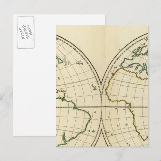 Wereldkaart met Latitude en Latitude Briefkaart (Voorkant / Achterkant)