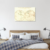Wereldkaart met Latitude en Latitude Canvas Afdruk (Insitu (Slaapkamer))