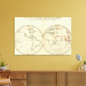 Wereldkaart met Latitude en Latitude Canvas Afdruk (Insitu (Woonkamer))