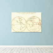 Wereldkaart met Latitude en Latitude Canvas Afdruk (Insitu (Houten vloer))