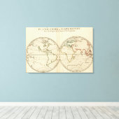 Wereldkaart met Latitude en Latitude Canvas Afdruk (Insitu (Houten vloer))