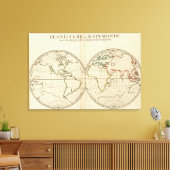 Wereldkaart met Latitude en Latitude Canvas Afdruk (Insitu (Woonkamer))