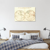 Wereldkaart met Latitude en Latitude Canvas Afdruk (Insitu (Slaapkamer))