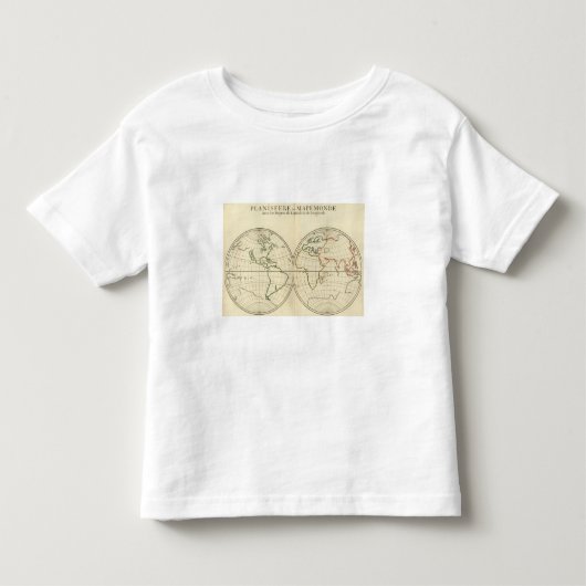 wereldkaart met Latitude en Latitude Kinder Shirts (Voorkant)