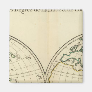 wereldkaart met Latitude en Latitude Magneet