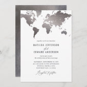 Wereldkaart met metalen zilver (Voorkant / Achterkant)