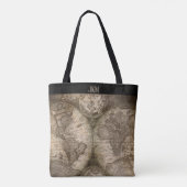  Wereldkaart met Monogram Initialen Tote Bag (Achterkant)