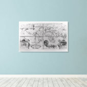 Wereldkaart met nadere gegevens over de expedities canvas afdruk (Insitu (Houten vloer))