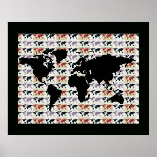 wereldkaart met patroon poster