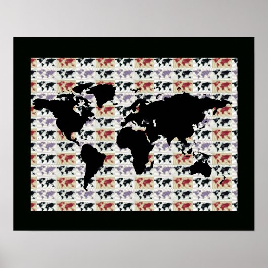 wereldkaart met patroon poster (Voorkant)