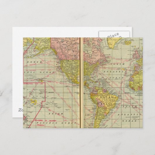 Wereldkaart met scheepvaartroutes briefkaart (Voorkant / Achterkant)