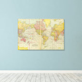 Wereldkaart met scheepvaartroutes canvas afdruk (Insitu (Houten vloer))
