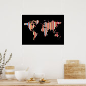 wereldkaart met strepen poster (Keuken)