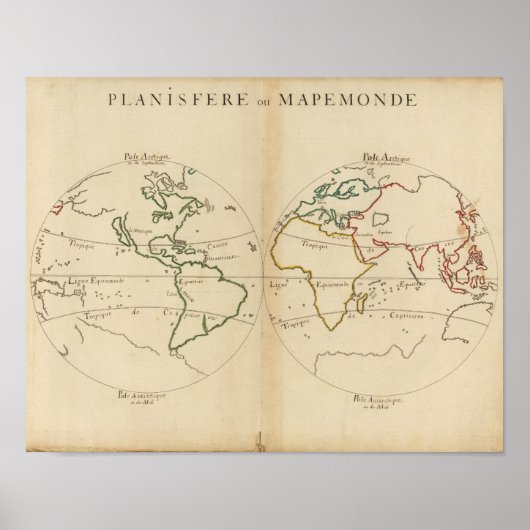 Wereldkaart met tropen poster (Voorkant)