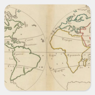 Wereldkaart met tropen vierkante sticker