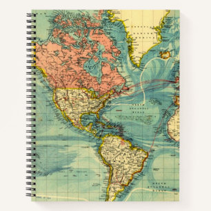 Wereldkaart met United States Maps Geography Notitieboek