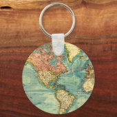 Wereldkaart met Verenigde Staten Sleutelhanger (Voorkant)