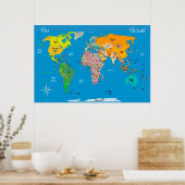 Wereldkaart met vlaggen poster (Keuken)