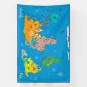 Wereldkaart met vlaggen spandoek (Verticaal)