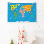 Wereldkaart met vlaggen spandoek (Insitu)