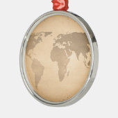  wereldkaart metalen ornament (Links)