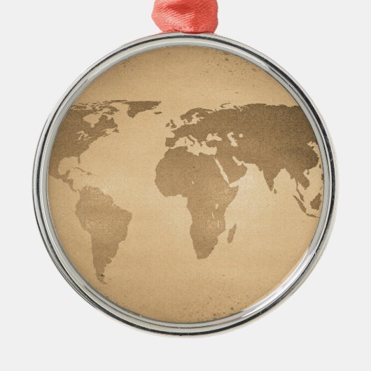  wereldkaart metalen ornament (Voorkant)