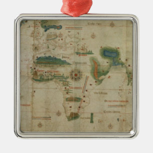 wereldkaart metalen ornament