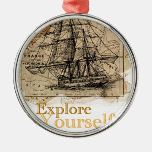 Wereldkaart Metalen Ornament