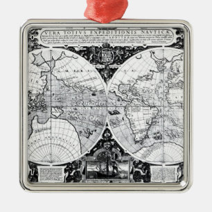 Wereldkaart Metalen Ornament