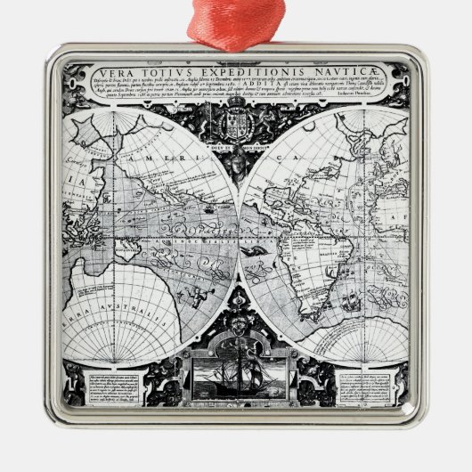Wereldkaart Metalen Ornament (Voorkant)
