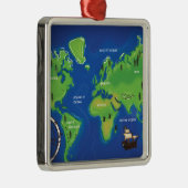 Wereldkaart Metalen Ornament (Rechts)