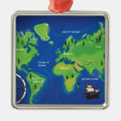 Wereldkaart Metalen Ornament (Voorkant)