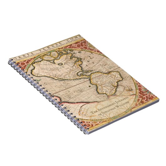  Wereldkaart Monogram Naam Notitieboek (Rechterzijde)