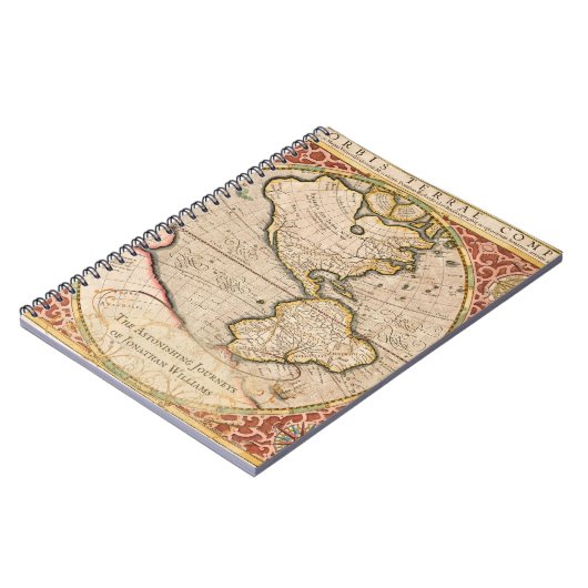  Wereldkaart Monogram Naam Notitieboek (Linkerzijde)