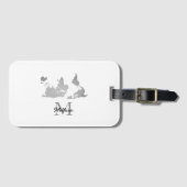 Wereldkaart Monogram Naam Reiziger Aangepast grijs Bagagelabel (Voorkant (horizontaal))